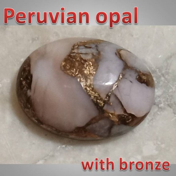 Kingman Turquoise Other - Peruvian opal with bronze cabochon stone rock 4.5 cts 01